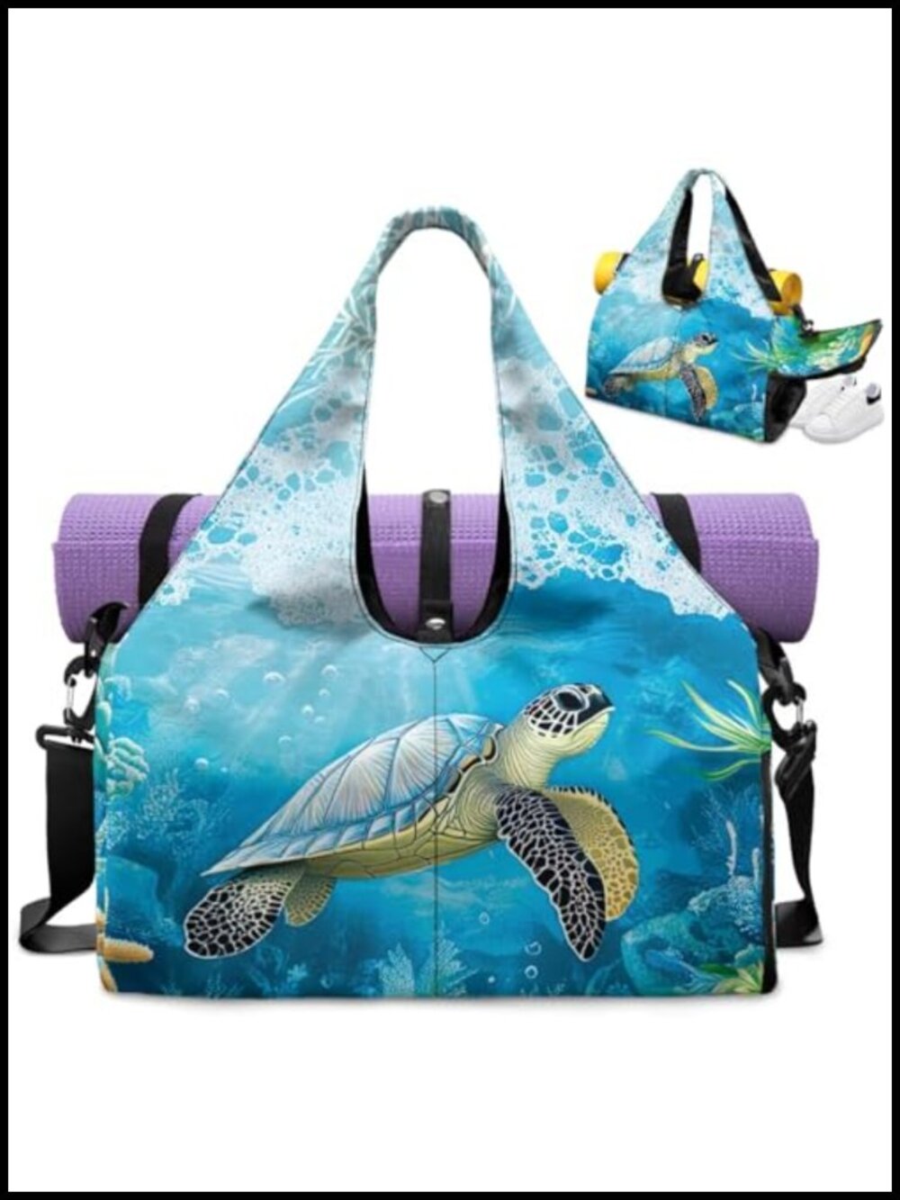 Yoga Mat Bag Carrier Canvas w Integrated Mat Holder Wet Dry 24L Duffel